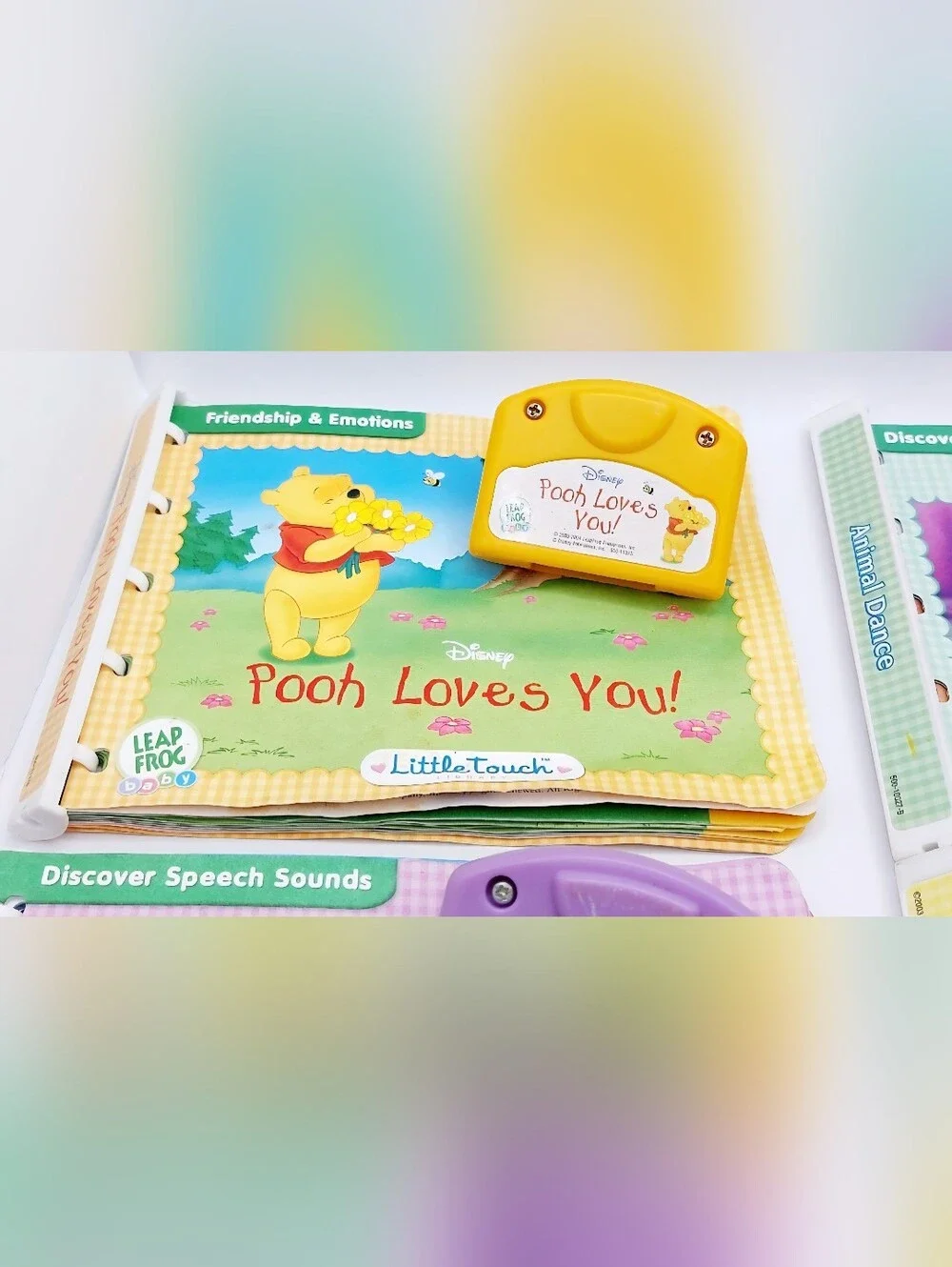 Vintage‎ LeapFrog LittleTouch LeapPad Bundle Pink 5 Books 4 Cartridges Puppet